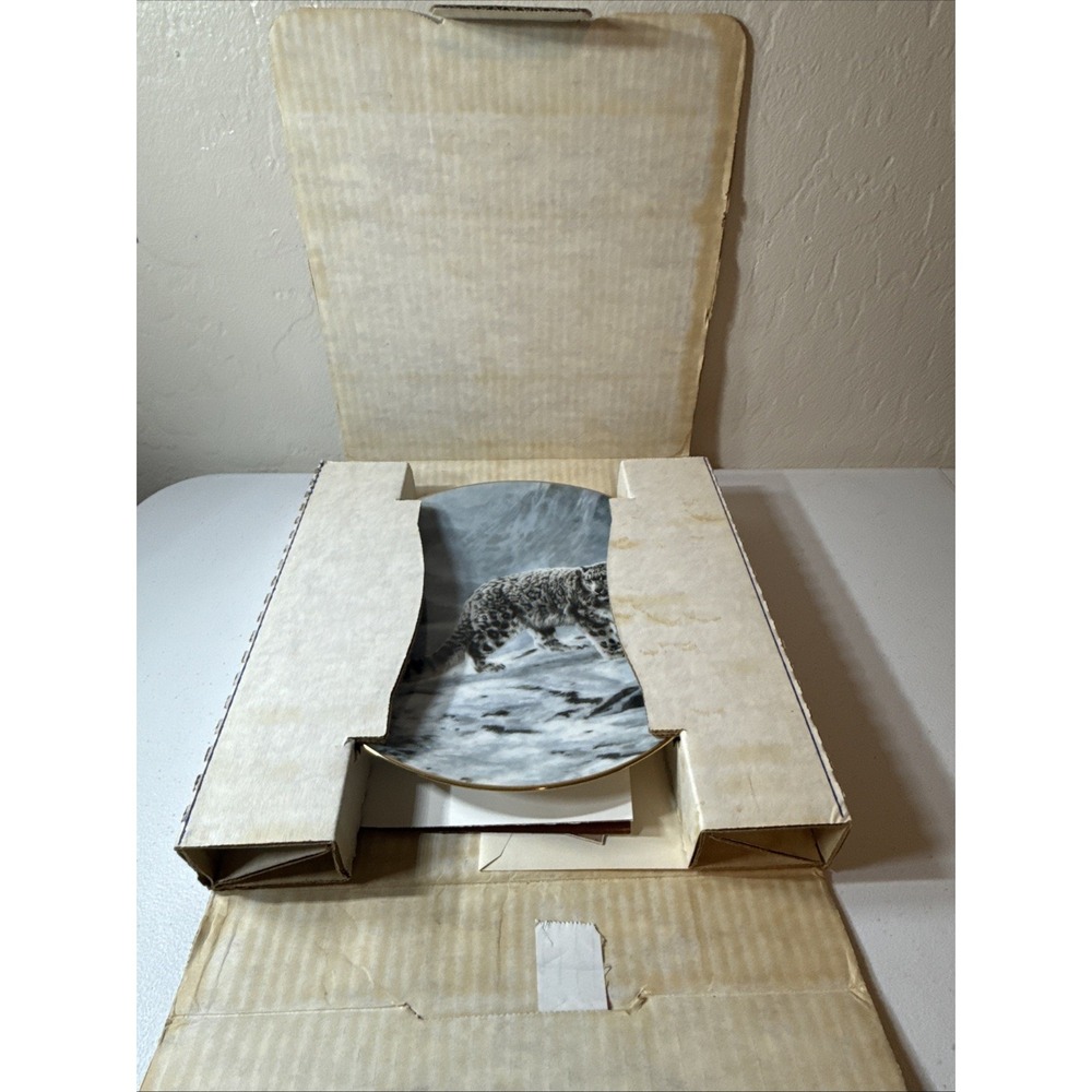 Vintage Snow Leopard Collectors Plate Fleeting Encounter By Charles Frac'e W/COA - Picture 7 of 8